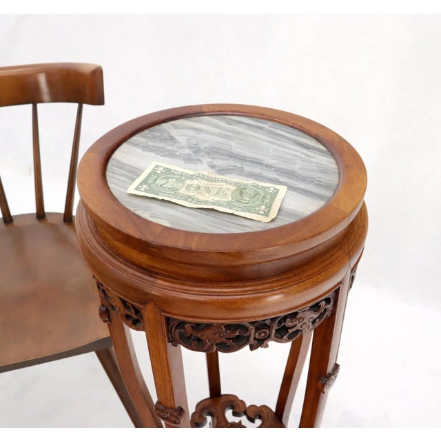 Wood Chinese Carved Rosewood Marble Top Stand For Sale - Image 7 of 13