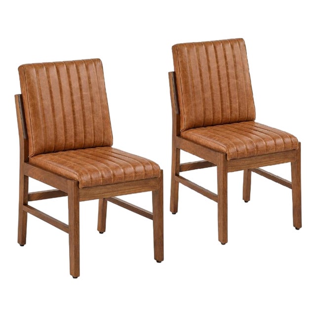 Vance Leather Armless Dining Chairs, Set of 2 by Loomlan For Sale
