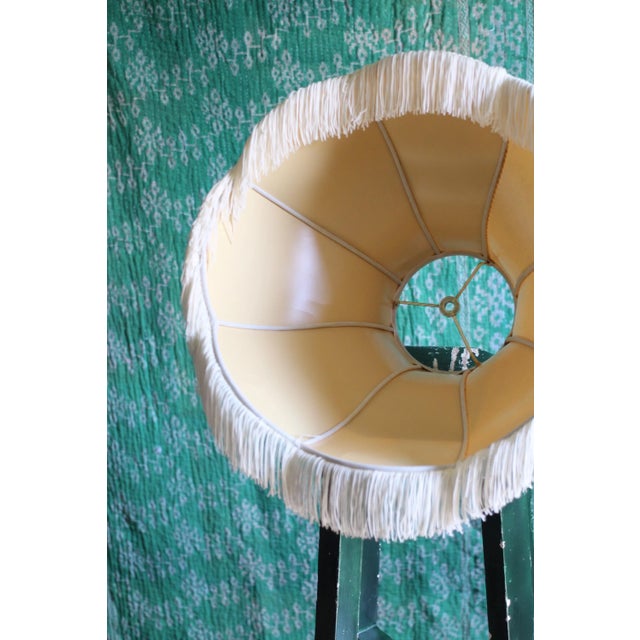 1970s Victorian Revival Pair of Cream Lampshades With Fringe For Sale - Image 4 of 9