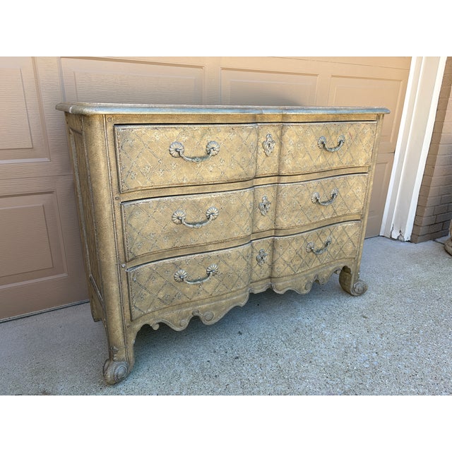 Wood Vintage Baker Furniture French Provincial Painted Three-Drawer Commode For Sale - Image 7 of 14