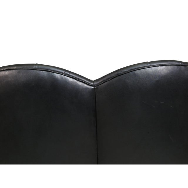 Mid 20th Century Sculptural Danish Settee in Black Leather For Sale - Image 9 of 11