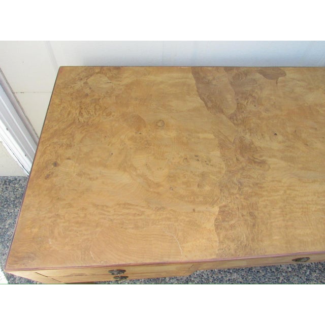 Mobili Italiani Moderni (MIM) Mid-Century Modern Italian Burl Olive Wood Desk For Sale - Image 4 of 18