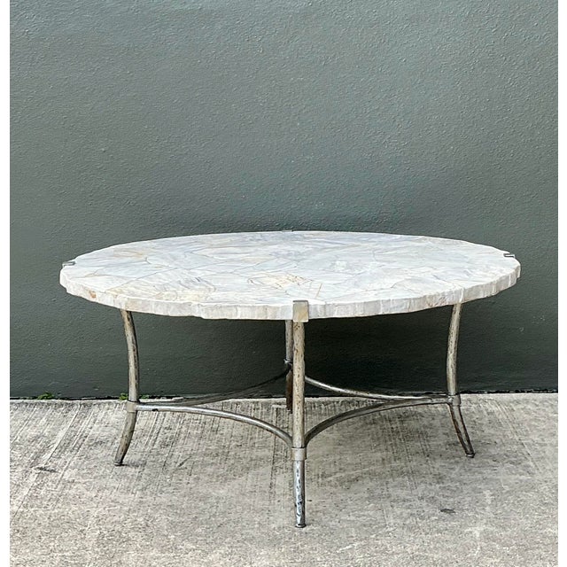 Contemporary Vintage Faux Stone Coffee Table For Sale - Image 3 of 12