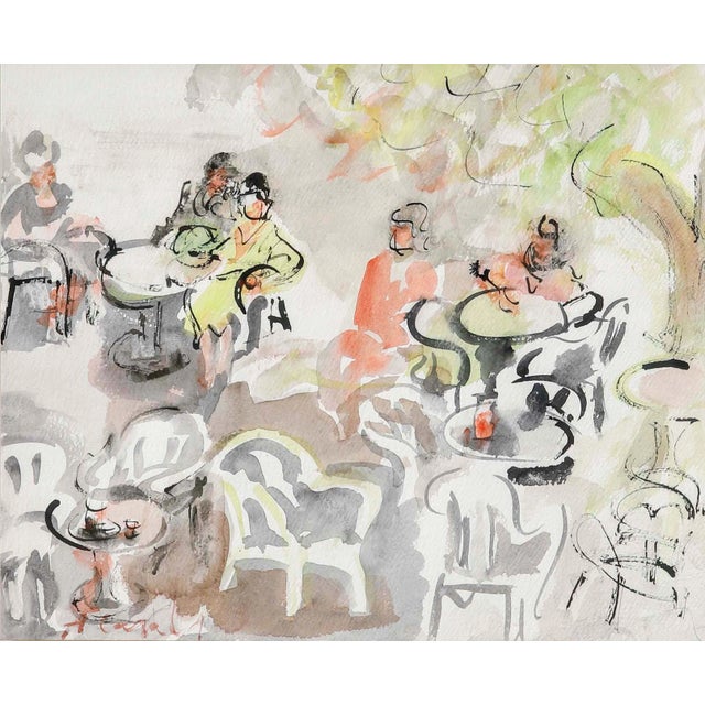 Amadeu Casals, Under the Trees, Watercolor on Paper, Framed For Sale