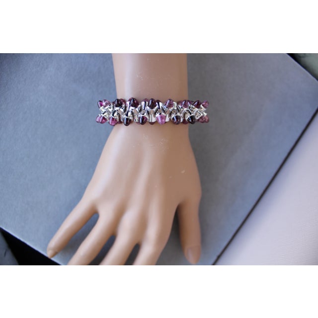 Tamara Commoli Pink Tourmaline Rubellite Mikado 18k White Gold Unique Bracelet For Sale - Image 15 of 18