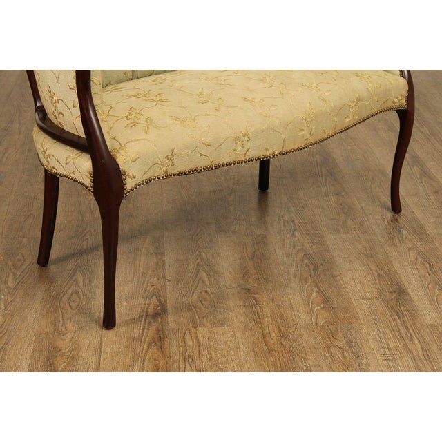 Regency Style Vintage Mahogany Frame Settee For Sale - Image 9 of 12