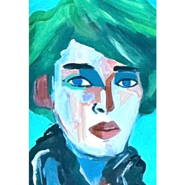 Vintage Original Abstract Portrait on Canvas For Sale - Image 9 of 12