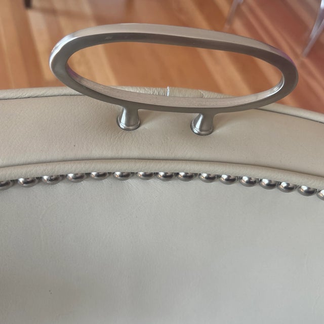 Studded Leather Occasional/ Dining Chair Pair (2). Custom Dining Chair. Wood, Leather.