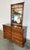 American Late 20th Century Cherry Six-Drawer Dresser With Arched Mirror For Sale - Image 3 of 13