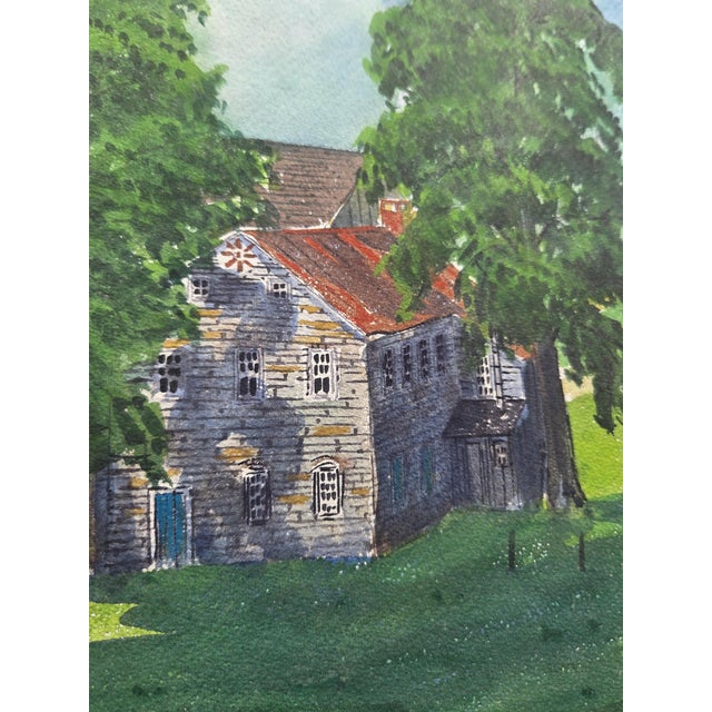 Paint Mid-Century Pennsylvania Stone Grist Mill Watercolor by Floyd F. Hackman For Sale - Image 7 of 18
