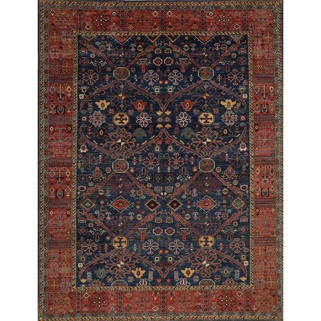 Navy Blue Handwoven Serapi Style Area Rug 9’1″ X 11’10” For Sale - Image 8 of 8