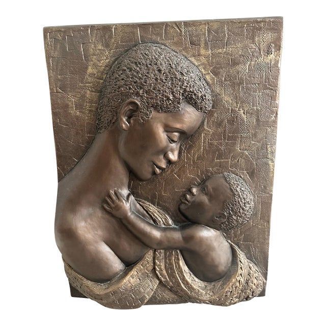 Bonded Bronze Sculptured 3 Dimensional Artwork of Mother & Child 24”x18”c1” (Very Heavy) For Sale