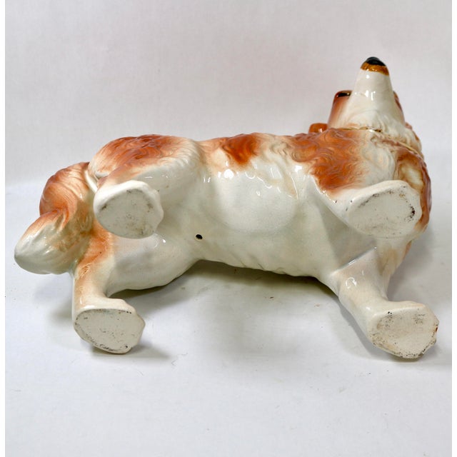 Glass Large 19th-Century English Staffordshire Standing Collie Dogs With Glass Eyes - A Pair For Sale - Image 7 of 14