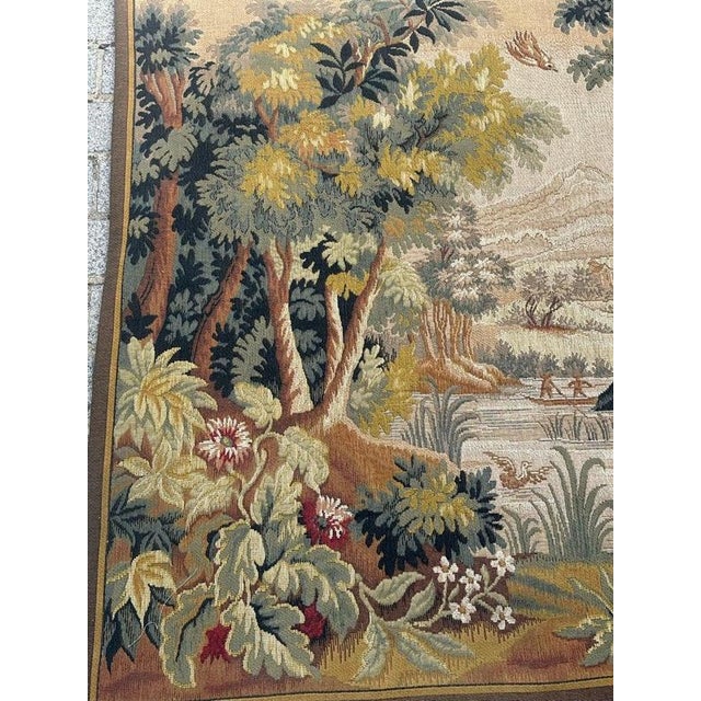 Vintage Jacquard Tapestry with Lauragais Landscape in the style of Aubusson, 1960s For Sale - Image 3 of 18