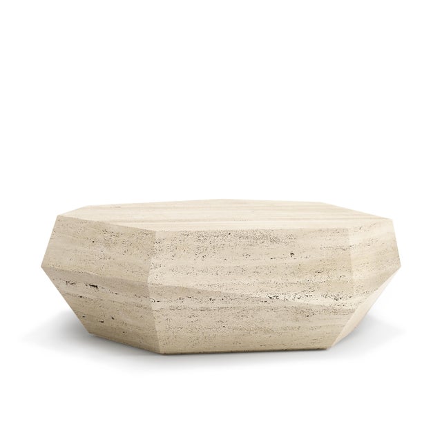 Three Rocks Low Coffee Table in Roman Travertine Stone from Insidherland For Sale - Image 4 of 4