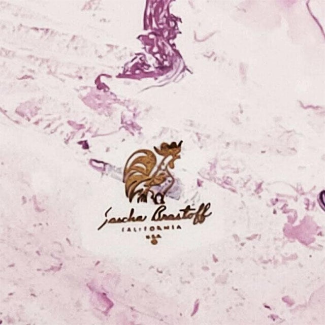 Sascha Brastoff Mid Century Sascha Brastoff Surf Ballet Dinner Plate - Pink & Gold For Sale - Image 4 of 4