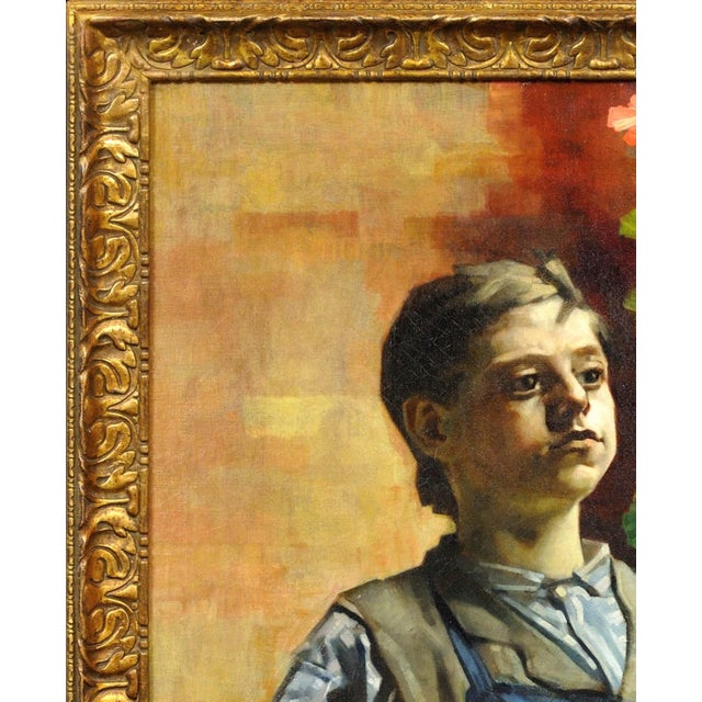 Late 19th Century Francois Gailliard, Le Petit Jardinier with Geraniums, 1887, Oil on Canvas For Sale - Image 5 of 18
