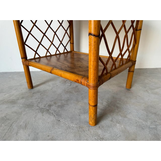 Wood Vintage Chic Coastal Rattan Nightstand For Sale - Image 7 of 12