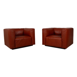 Red Leather Armchairs from Walter Knoll, Set of 2 For Sale