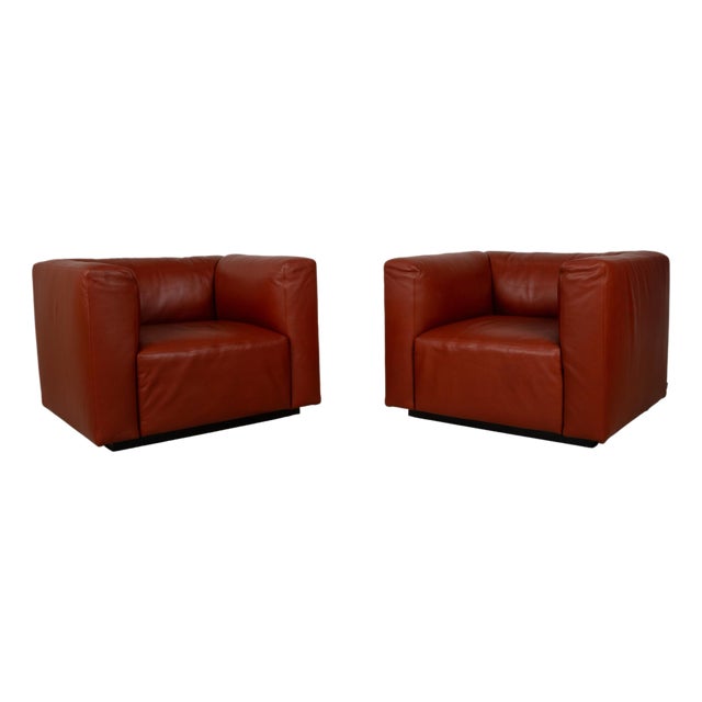Red Leather Armchairs from Walter Knoll, Set of 2 For Sale