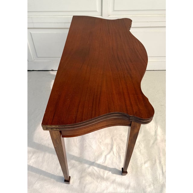 Wood Vintage George III Style Mahogany Serpentine Fold-Over Console Game Table For Sale - Image 7 of 17