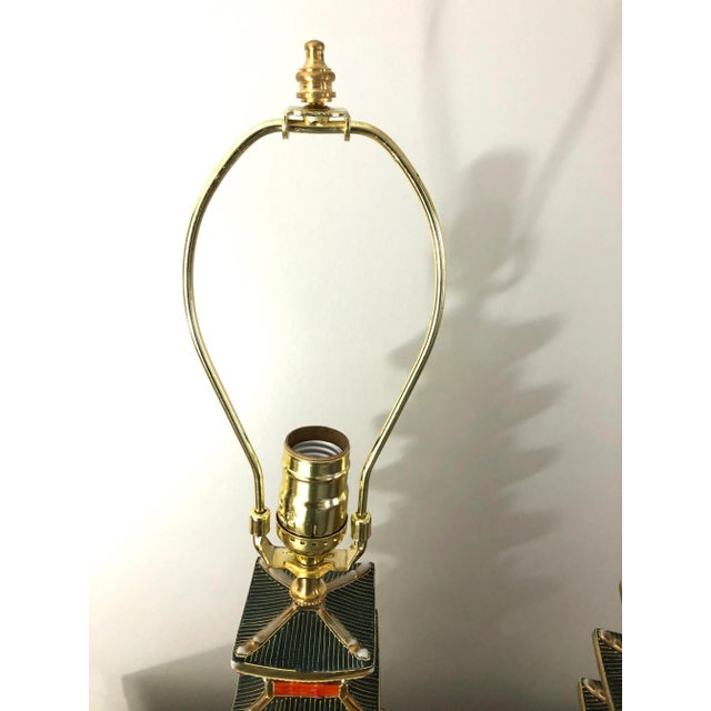 Early 20th Century Japanese Pagoda Form Ceramic Lamps - a Pair For Sale - Image 5 of 7