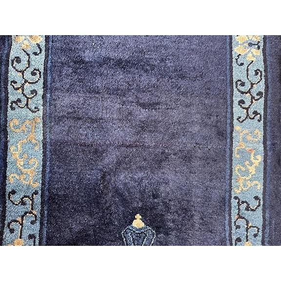Chinese 1920s Traditional Navy Blue Open Field Antique Chinese Peking Runner Rug For Sale - Image 3 of 9