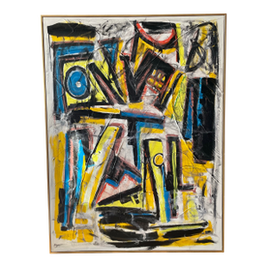 Listed John Schwab Original Oil Abstract Kandinsky Rothko Style Painting Cubism MCM