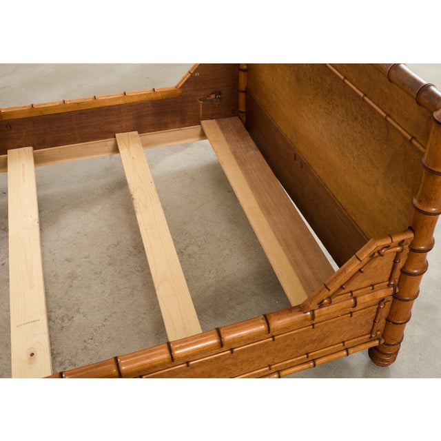 19th Century English Aesthetic Movement Faux Bamboo Maple Bed For Sale - Image 13 of 18