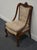 Vintage Antique Solid Mahogany Gothic Revival Jacobean Upholstered Arm Chair For Sale - Image 4 of 10
