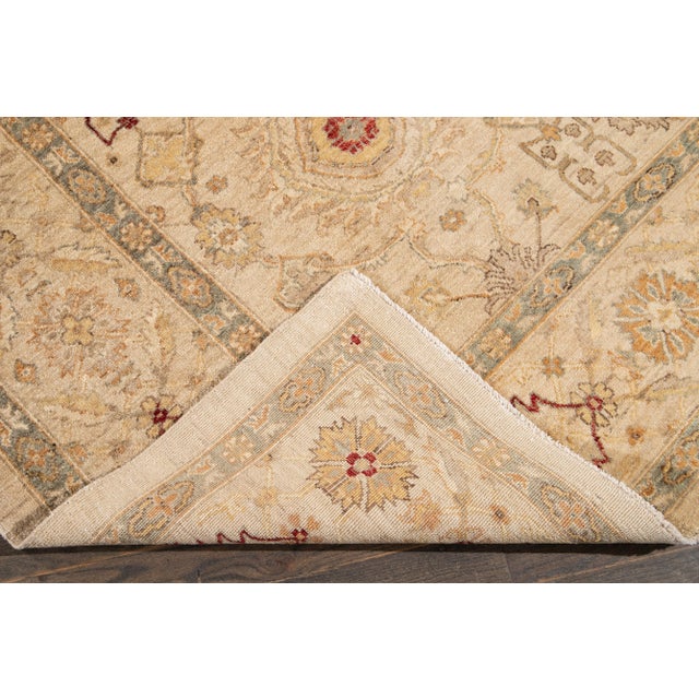 21st Century Modern Beige Peshawar Wool Rug With Floral Motif For Sale - Image 9 of 11