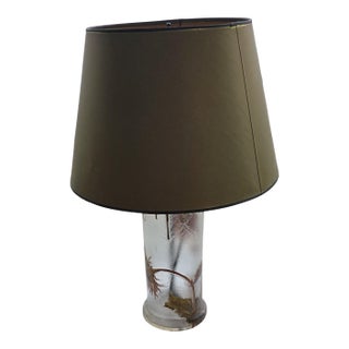 Antique Mont Joye French Art Nouveau Glass Lamp - Hand-Painted Sunflower Legras Cameo Glass For Sale