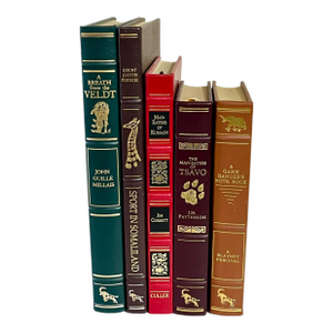 Set of 5 Leather Bound Safari African Hunting Theme Books