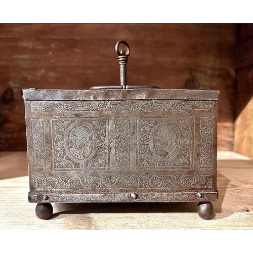 Small Chiseled Iron Chest, Nuremberg, Germany, Early 17th Century For Sale - Image 11 of 11