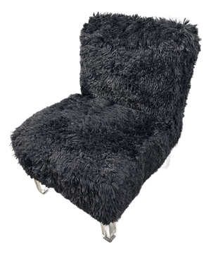 Skyline Furniture Black Faux-Fur Slipper Chair + Acrylic Legs