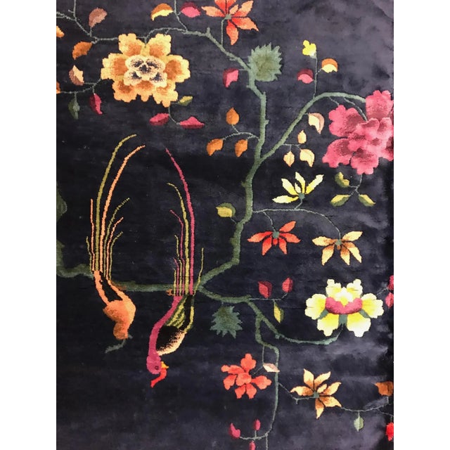 Mauve Antique Chinese Oriental Rug, in Room Size, W Open Field and Flowers For Sale - Image 8 of 9