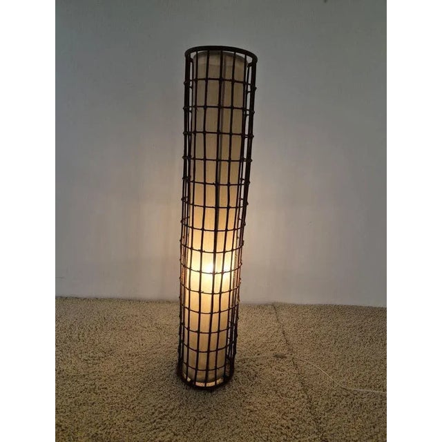 Rattan and Fabric Floor Lamp, 1950s For Sale - Image 4 of 10