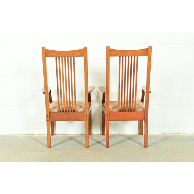 Stickley Arts & Crafts Cherry Wood High Back Spindle Dining Chairs, Set of Six For Sale - Image 12 of 15