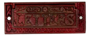 Antique Cast Iron Wall Letter Slot Door in Red Paint