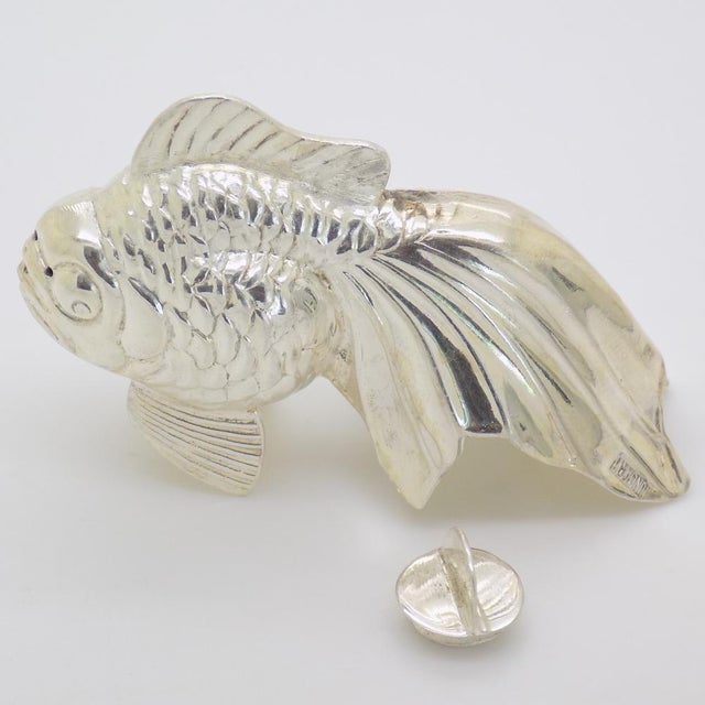 Vintage Hungarian Silver Tropical Fish Shaped Salt and Pepper Shaker, 1950s For Sale - Image 9 of 17
