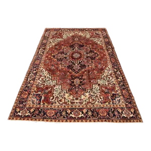 Heriz Rug 8'5'' X 11'6'' Red Wool Vintage Tribal Hand-Knotted Oriental Carpet