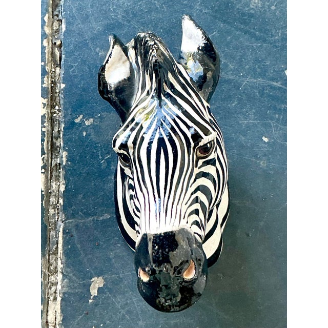 White Vintage Italian Glazed Ceramic Zebra For Sale - Image 8 of 12