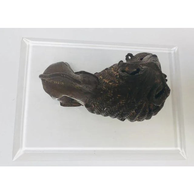 Metal Vintage African Cast-Bronze Sculpture of a Stylized Mythical Lion For Sale - Image 7 of 13