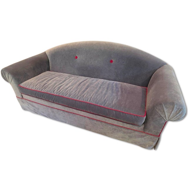 Vintage Velvet Camelback Sofa For Sale - Image 4 of 13