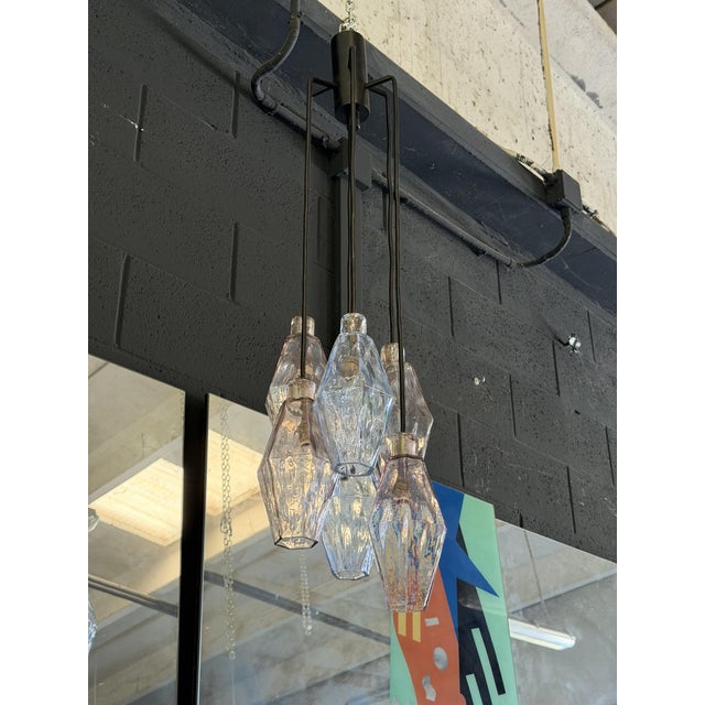 Large Polyhedron 6-Light Chandelier by Carlo Scarpa for Venini, 1950 For Sale - Image 12 of 12