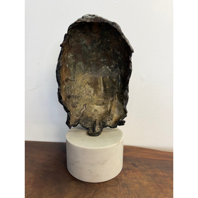 The "Mask" Bronze Sculpture Mounted on Marble by Paul Suttman 1967 Mid Century For Sale In Philadelphia - Image 6 of 9