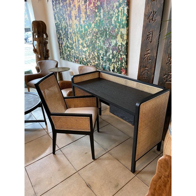 Colonial Black & Cane Dining Arm Chair For Sale - Image 10 of 11