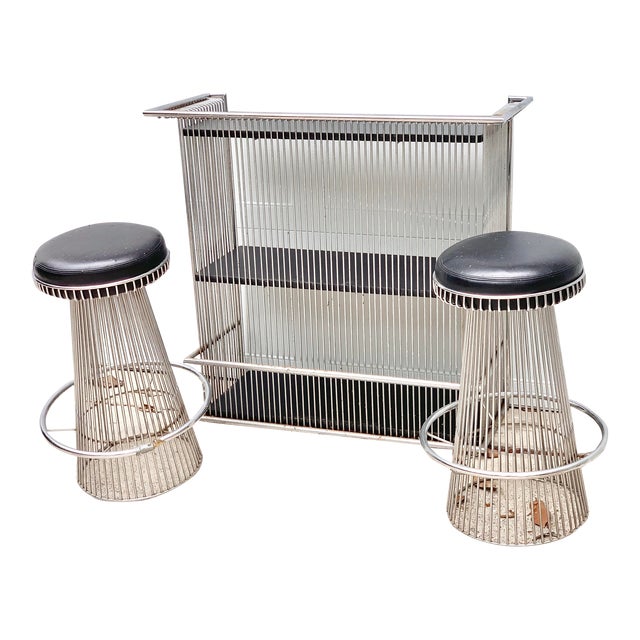 Rare MCM Dry Chrome Bar and Stools by Cy Mann For Sale