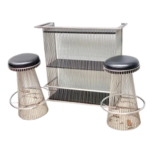 Rare MCM Dry Chrome Bar and Stools by Cy Mann