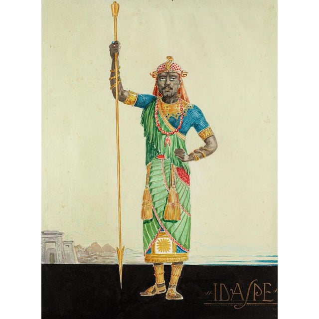 Mario Molinari, Idaspe, 1920s, Watercolor Drawing on Cardboard For Sale